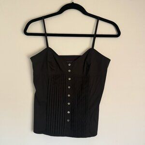 Theory Pintuck Button Front Black Cami Size P/XS